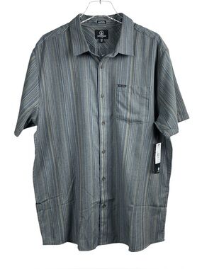 Volcom Jahstripe Short Sleeve Button Up Shirt Men's Size XL NWT MSRP $60